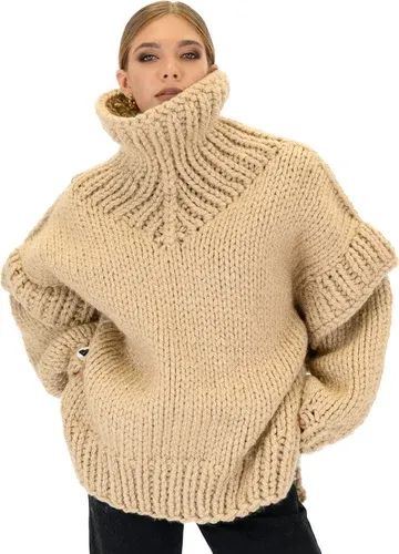 Mums Handmade Turtle Rolled Neck Sweater - Beige (6188167)