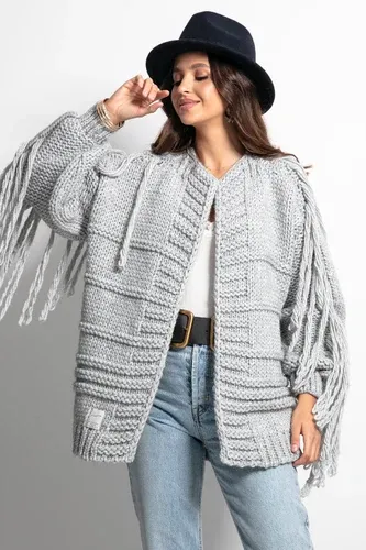 Glara Knitted wool cardigan with fringe (6583995)