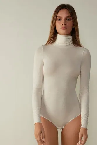 Intimissimi Body de Cuello Alto de Modal Ultraligero con Cashmere Mujer Marfil Tamaño L (6235567)
