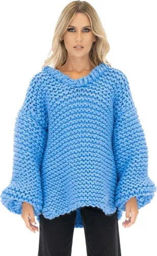 Mums Handmade Oversized V-neck Sweater - Blue (3840630)