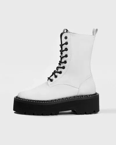 Bohema Worker Monster White Cactus Leather Boots (6411222)