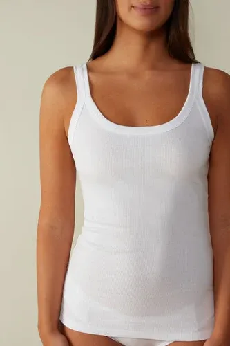 Intimissimi Camiseta Tirante de Algodón Supima Mujer Blanco Tamaño L (3740889)
