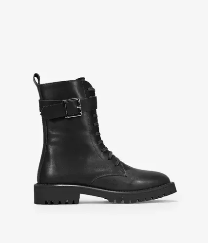 Bosanova Botas militares de piel negra con hebilla para mujer (6580816)