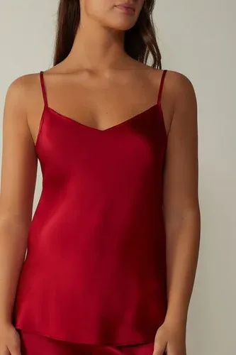 Intimissimi Top de Raso de Seda con Escote de Pico Mujer Rojo Tamaño L (5341907)