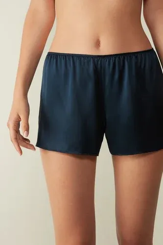 Intimissimi Pantalón corto Liso de Raso de Seda Mujer Azul Tamaño L (4987529)