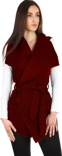 Glara Women's long vest with belt - wide collar (6977328)