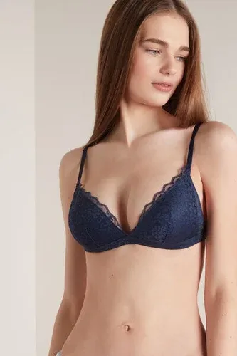 Tezenis Sujetador Triángulo con Relleno de Encaje Positano Mujer Azul Tamaño 1B (6966704)