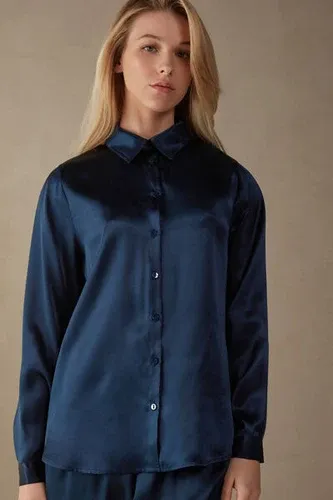 Intimissimi Camisa de Manga Larga de Seda Mujer Azul Tamaño L (7104533)
