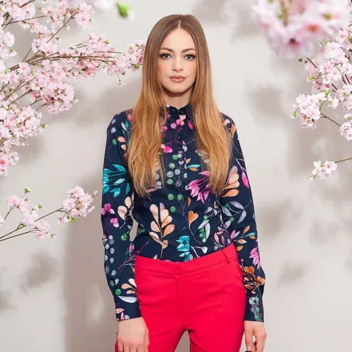 Willsoor Camisa para mujer con colorido estampado floral 10813 (8171444)
