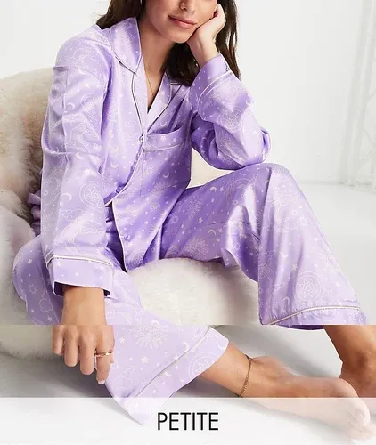 Pijama largo lila con estampado celestial de satén de The Wellness Project x Chelsea Peers-Violeta (7232914)
