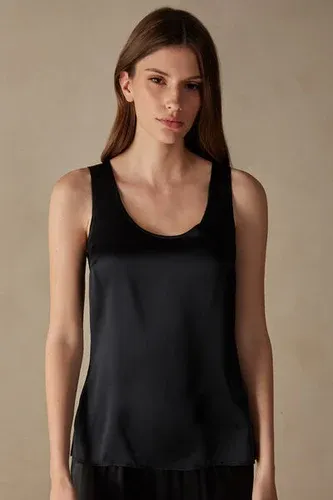Intimissimi Camiseta de Tirantes de Seda y Modal Mujer Negro Tamaño L (7255117)