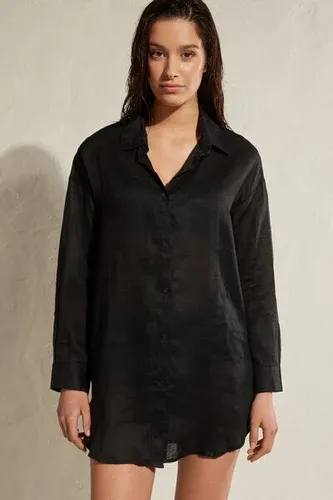 Calzedonia Camisa de Lino Mujer Negro Tamaño L (7270241)