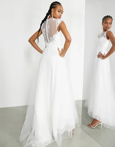 Vestido de novia con corpiño bordado y capa inferior de encaje Camille de ASOS Edition-Blanco (7342271)