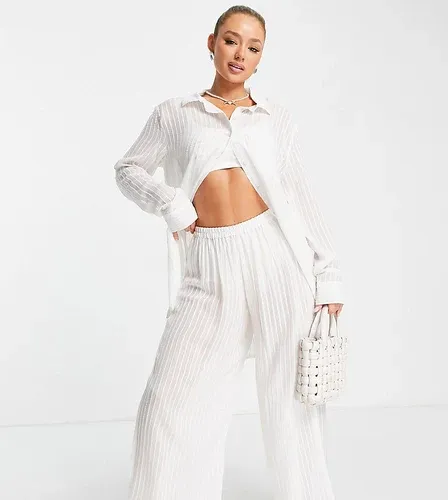 Pantalones de playa blancos a rayas transparentes exclusivos de Esmée (7511701)