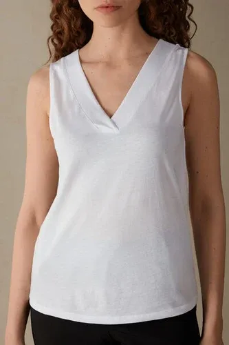 Intimissimi Camiseta de Tirantes con Escote de Pico de Algodón Supima Ultrafresco Mujer Blanco Tamaño L (7539286)