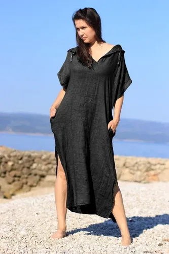 Glara Women's long oversized linen dress (7692947)