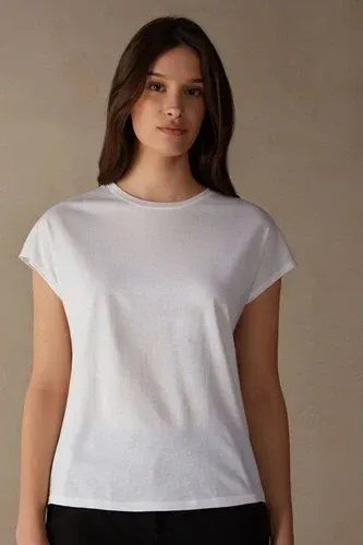 Intimissimi Camiseta de Manga Corta y Cuello Redondo de Algodón Supima Ultrafresco Mujer Blanco Tamaño L (7799413)