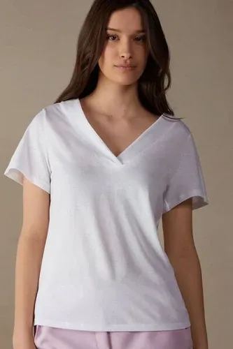 Intimissimi Camiseta de Manga Corta y Escote de Pico de Algodón Supima Ultrafresco Mujer Blanco Tamaño L (7539276)