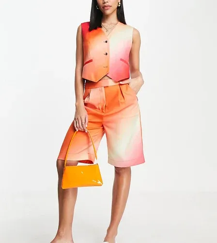Pantalones cortos naranjas y rosas con diseño degradado de Annorlunda (parte de un conjunto)-Multicolor (7721899)