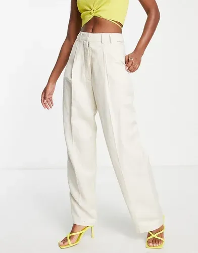 Pantalones color marfil de pernera ancha de lino de EDITED-Blanco (7739082)