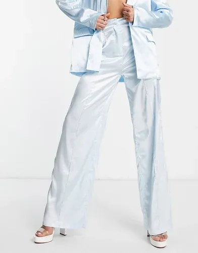 Missyempire Pantalones azules de pernera ancha de satén de Missy Empire (parte de un conjunto) (7739081)