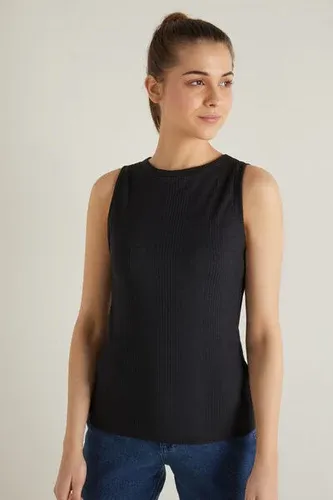 Tezenis Camiseta de Tirantes Anchos de Canalé Mujer Negro Tamaño L (7743130)