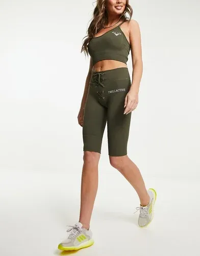 Pantalones cortos Twill Active con cintura atada y sin costuras en color caqui - VERDE (7749198)