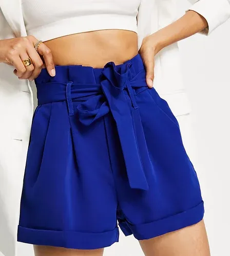 Pantalones cortos azul cobalto con cinturilla paperbag de Unique21 Petite (7753436)