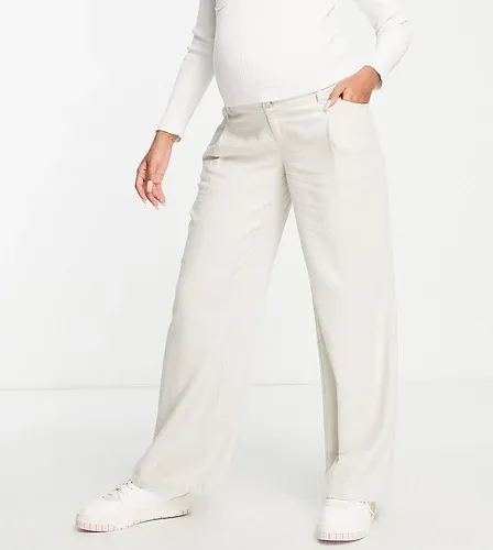 ASOS Maternity Pantalones color avena de pernera ancha de lino de ASOS DESIGN Maternity-Beis neutro (7759436)