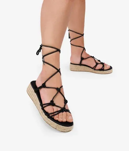 Bosanova Sandalias negras con cuña de esparto para mujer (7706409)