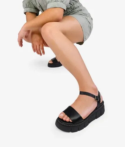 Bosanova Sandalias negras en piel con plataforma para mujer (7305306)