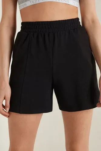Tezenis Pantalones Cortos de Felpa con Bolsillos Mujer Negro Tamaño L (7804335)