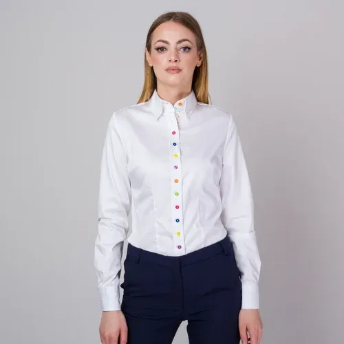Willsoor Camisa de mujer en color blanco con elementos de contraste de color 13896 (8171522)