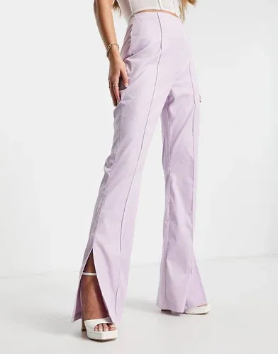 Missyempire Pantalones lilas de pernera ancha con aberturas frontales de Missy Empire (parte de un conjunto)-Morado (7874948)