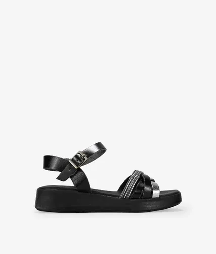 Bosanova Sandalias negras en piel con cuña para mujer (7912040)