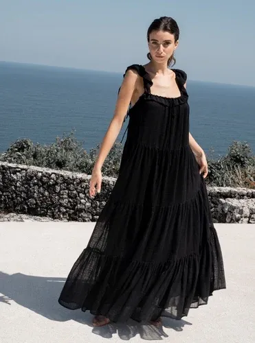 Luciee Amaya Gathered Summer Dress In Black (7930320)