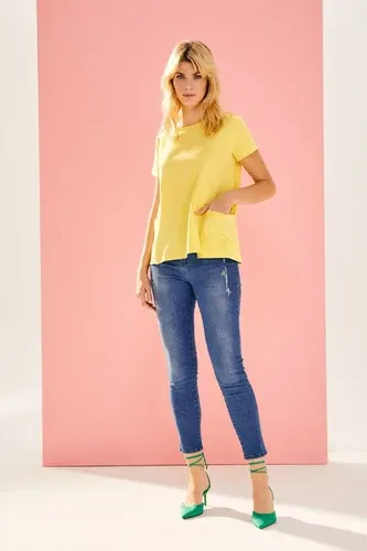 Lolitas&amp;L Camiseta amarillo lima básica con corte y bolsillos Lolitas (7936584)