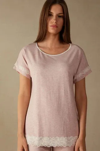 Intimissimi Camiseta Manga Corta Modal Detalles Encaje Mujer Rosa Claro Tamaño L (7993408)