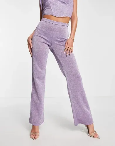 Pantalones lilas transparentes de pernera ancha con acabado brillante de Jaded Rose (parte de un conjunto)-Morado (8033930)