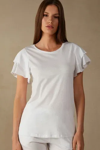 Intimissimi Camiseta de Manga Corta de Algodón Supima Ultrafresco Summer Garden Mujer Blanco Tamaño L (8038722)
