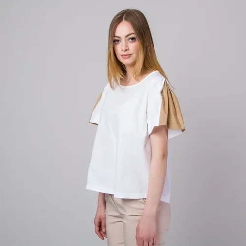 Willsoor Camiseta blanca de mujer con mangas decorativas 14027 (8171564)