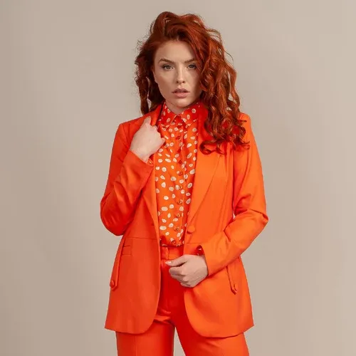 Willsoor Chaqueta de mujer en color naranja con patrón liso 14031 (8171568)