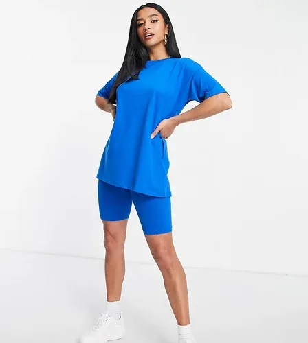 Conjunto azul cobalto de camiseta extragrande y pantalones cortos Chloe de Threadbare Petite (parte de un conjunto)-Naranja (8066150)