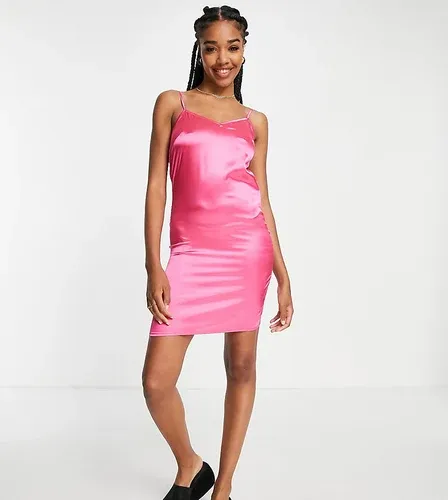 Vestido corto rosa intenso de satén de Urban Threads Tall (8084571)
