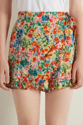 Tezenis Shorts de Tela con Volantes Mujer Floral Tamaño L (8104094)