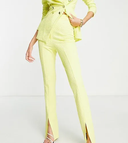 ASOS Tall Pantalones de traje amarillos de corte slim con aberturas en la parte delantera de punto texturizado de ASOS DESIGN Tall (8109863)