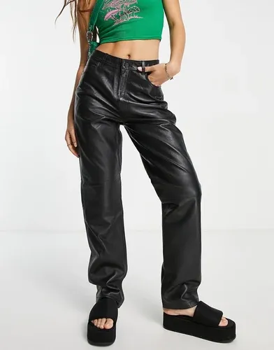 Pantalones negros de pernera recta de cuero auténtico de JJXX (8122265)