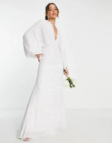 Vestido de boda blanco con mangas kimono de lentejuelas Ciara de ASOS EDITION (8129024)