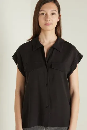 Tezenis Camisa de Tela Sin Mangas con Botones Mujer Negro Tamaño L (8145758)