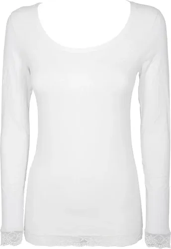 Glara Cotton long sleeve T-shirt with lace trims (8927027)